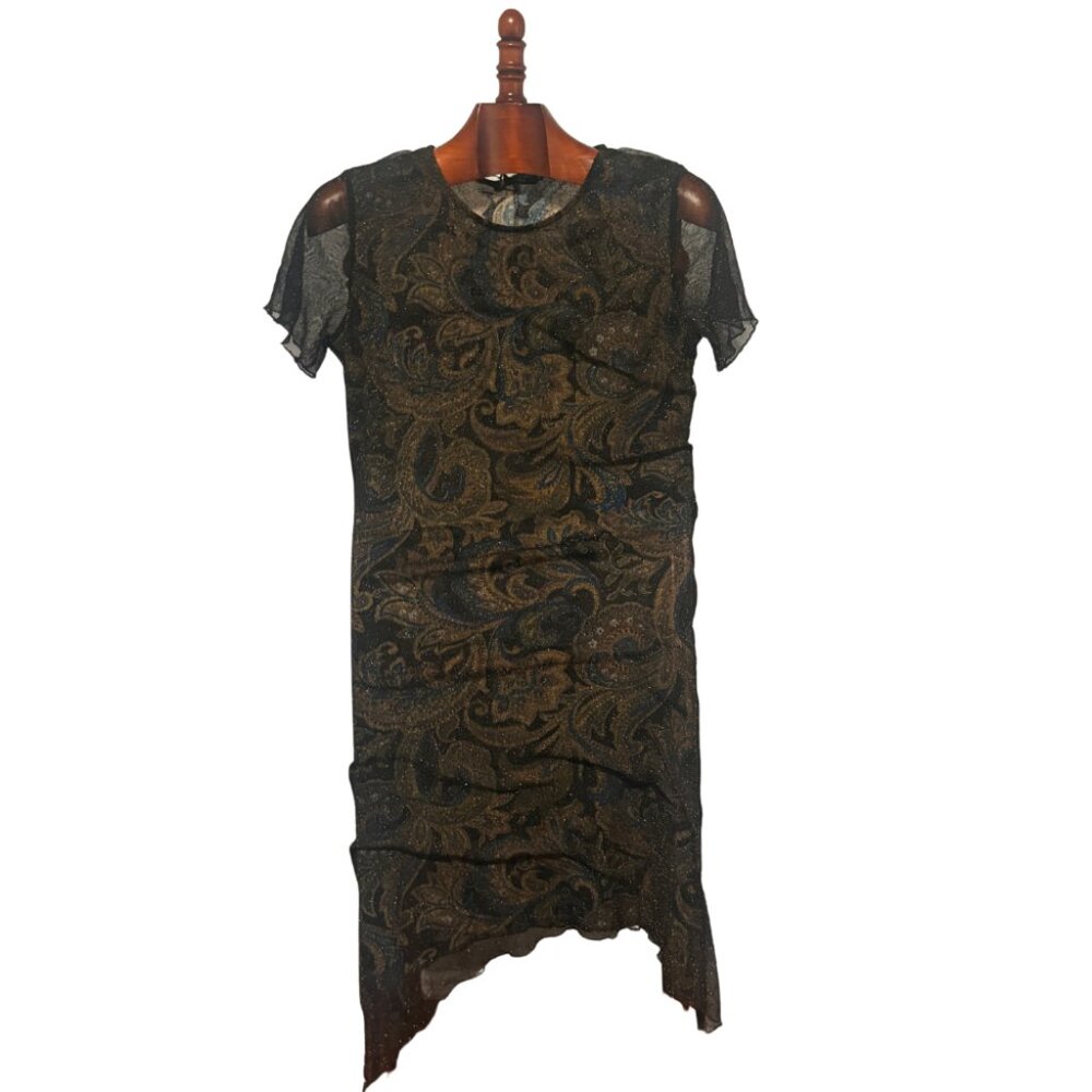 NWT Shanyijiu long nylon mesh floral midi dress size XL